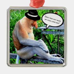 Proboscis Monkey... maakt dit pet mijn neus... Metalen Ornament