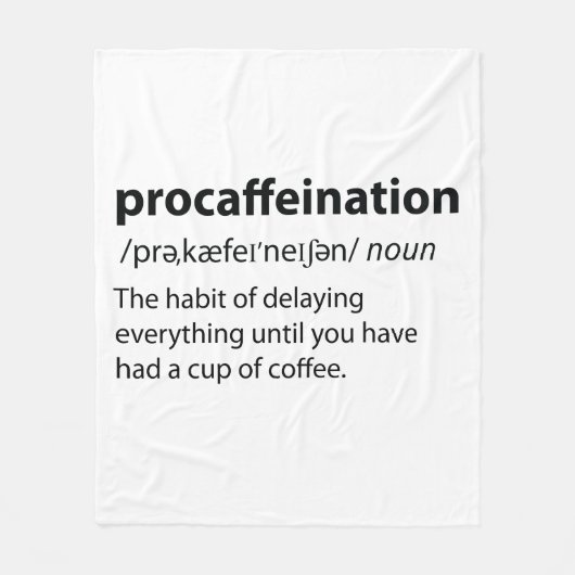 Procaffeinatie Funny Dictionary Definition Fleece Deken (Voorkant)