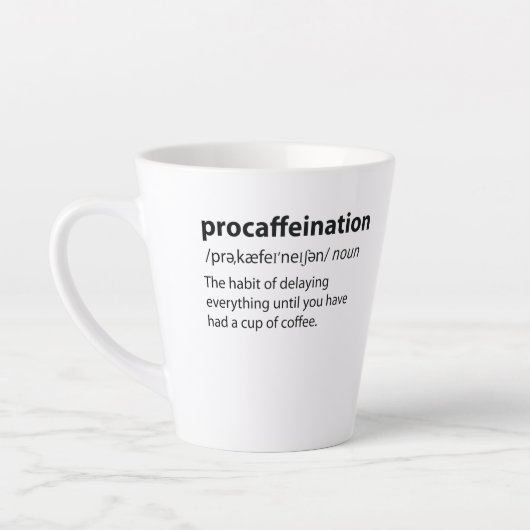 Procaffeinatie Funny Dictionary Definition Latte Mok (Links)