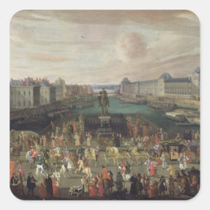 Processie van Louis XIV over de Pont-Neuf Vierkante Sticker
