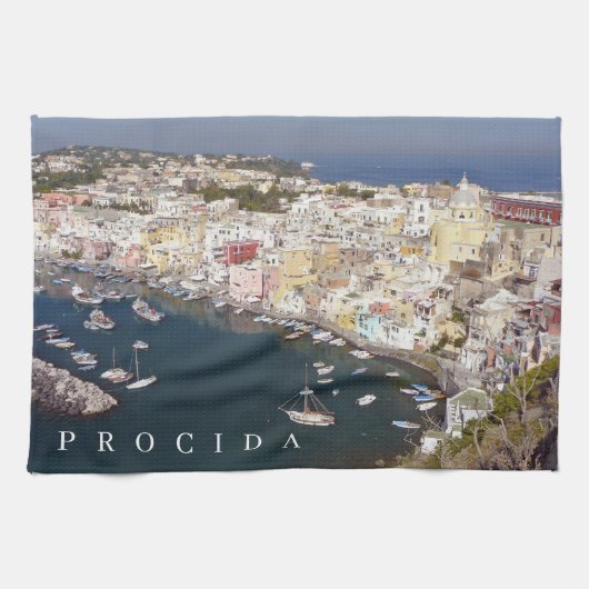Procida eiland Corricella uitzicht theedoek (Horizontaal)