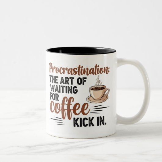 Procrastination and Coffee - Funny Quote Tweekleurige Koffiemok (Rechts)