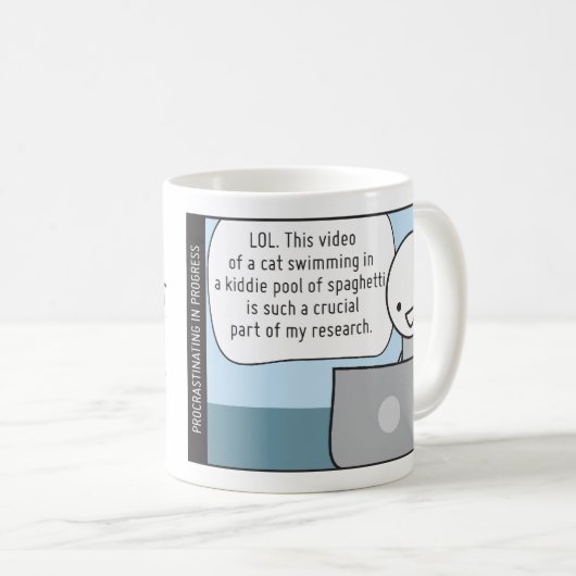 Procrastinatorbeker: De onderzoeker Koffiemok (Voorkant rechts)