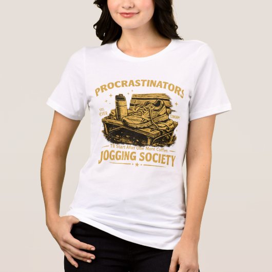 Procrastinators Jogging Society Grappig Hardloop T Tri-Blend Shirt (Voorkant)