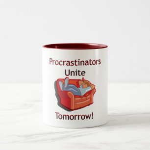 Procrastinators verenigen tweekleurige koffiemok