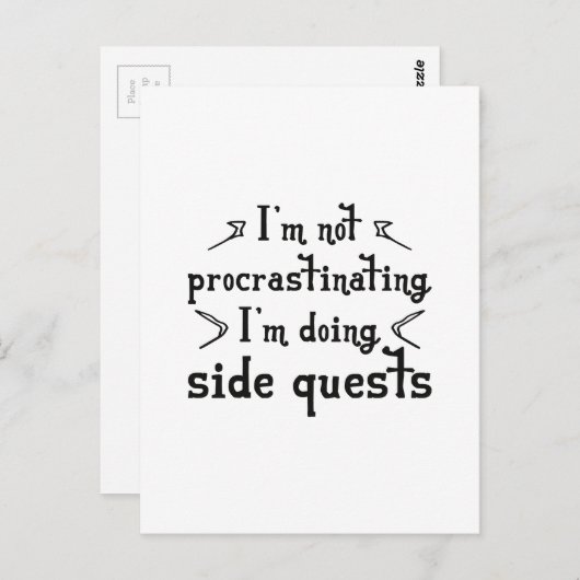 Procrastinte zijdelingse quest briefkaart (Voorkant / Achterkant)