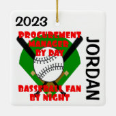Procurement Manager houdt van honkbal CUSTOM Keramisch Ornament (Achterkant)