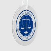 procureur bij wet | Schalen van justitie Deep Blue Ornament (voorkant)