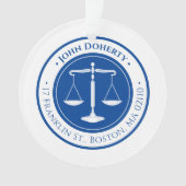 procureur bij wet | Schalen van justitie Deep Blue Ornament (voorkant)
