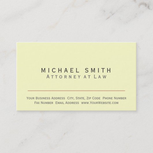 Procureur de la loi - Carte de visite minimal jaun (Devant)