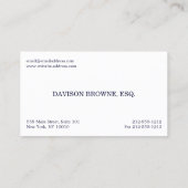 Procureur professionnel Carte de visite bleu foncé (Dos)