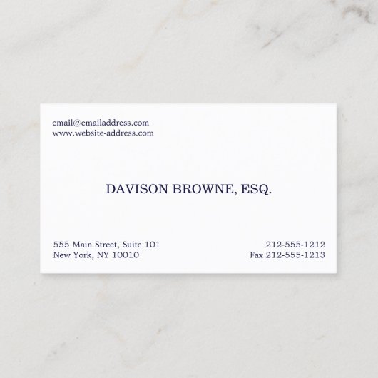 Procureur professionnel Carte de visite bleu foncé (Dos)