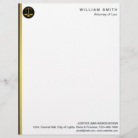 Procureur van de advocatuur Faux Gold Scale Briefhoofd (Voorkant)