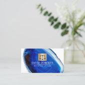 procureur van de Wet Modern Blue Agate Stone Lawye Visitekaartje (Staand voorkant)