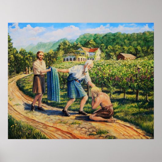 Prodigal Son, vergiffenis, wijngaard, landschap Poster (Voorkant)