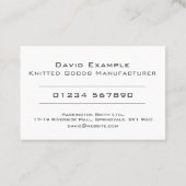 Producent van gebreide goederen met foto van houde visitekaartje (Achterkant)