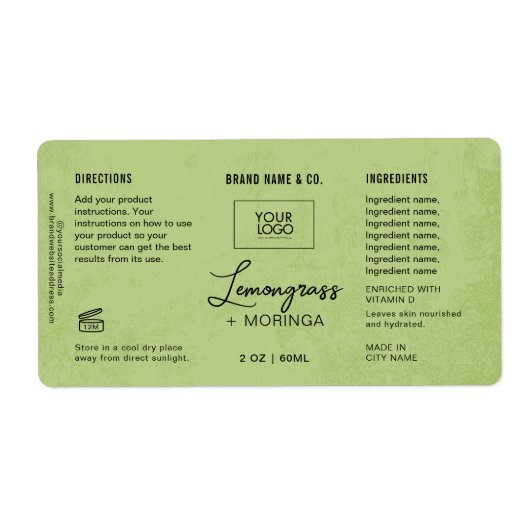 Product Customizable Lemon Green Label (Voorkant)