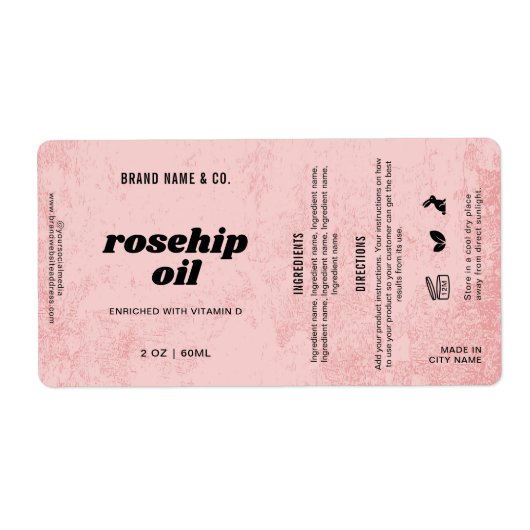 Product Customizable Pink Rustic Label (Voorkant)