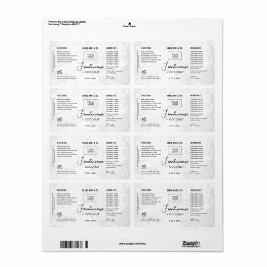  Product Customizable White Rustic Label (Full Sheet)