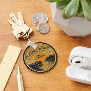Product Label Art, Golden West Oil Company Sleutelhanger