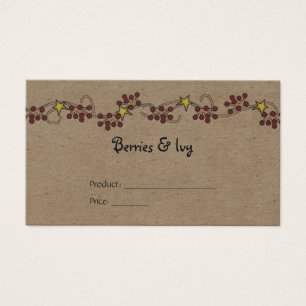 Product Price Label Country Berry and Star Garland Visitekaartje