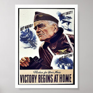 Product voor uw marine begint de overwinning thuis poster