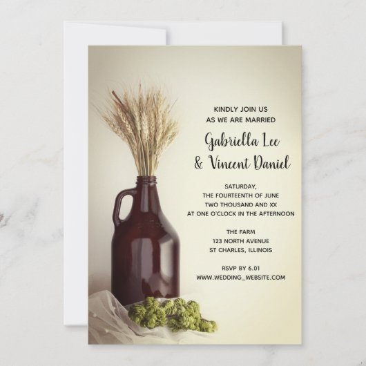 Producteur, houblon et Faire-part de mariage de br (Devant)