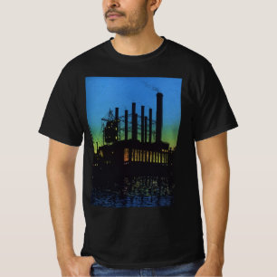 Productiefabriek op zonsondergang,  bedrijf t-shirt