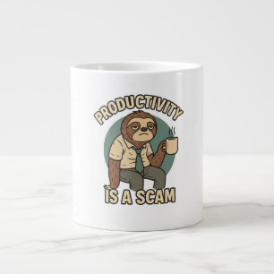 Productiviteit is een oplichterij - Lazy Sloth Fun Extra Grote Beker