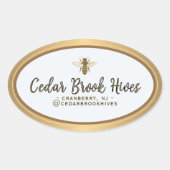 Productlabel bedrijfsnaam, logo & locatie bij ovale sticker (Voorkant)