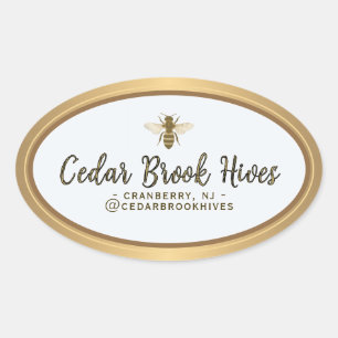 Productlabel bedrijfsnaam, logo & locatie bij ovale sticker