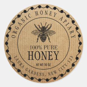 Productlabel honingbijen Jar Craft Paper Ronde Sticker