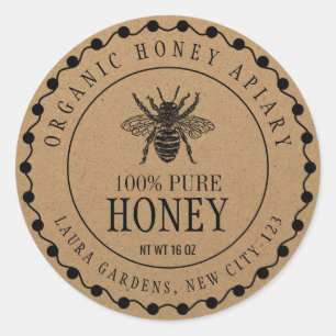 Productlabel honingbijen Jar Craft Paper Ronde Sticker