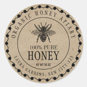 Productlabel honingbijen Jar Craft Paper Ronde Sticker