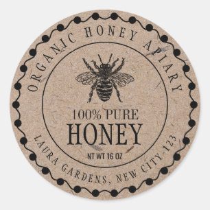Productlabel honingbijen Jar Craft Paper Ronde Sticker