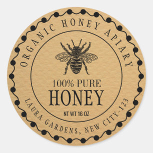 Productlabel honingbijen Jar Craft Paper Ronde Sticker