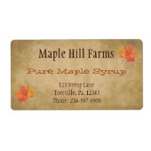 Productlabel Maple Leaves Maple Syrup Etiket (Voorkant)