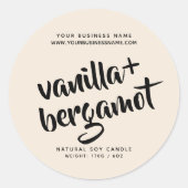 Productlabel Moderne beige kaars Ronde Sticker (Voorkant)