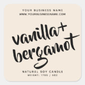 Productlabel Moderne beige kaars Vierkante Sticker (Voorkant)