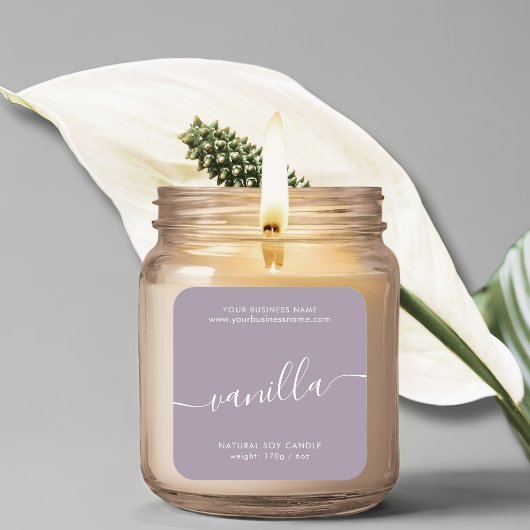Productlabel Moderne lavender script kaarle Vierkante Sticker