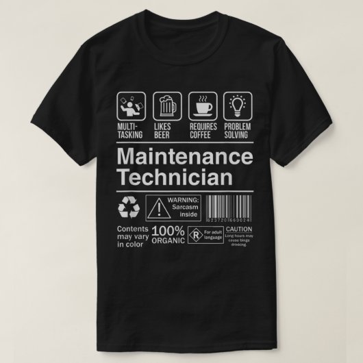 Productlabel onderhoudstechnicus t-shirt (Design voorkant)