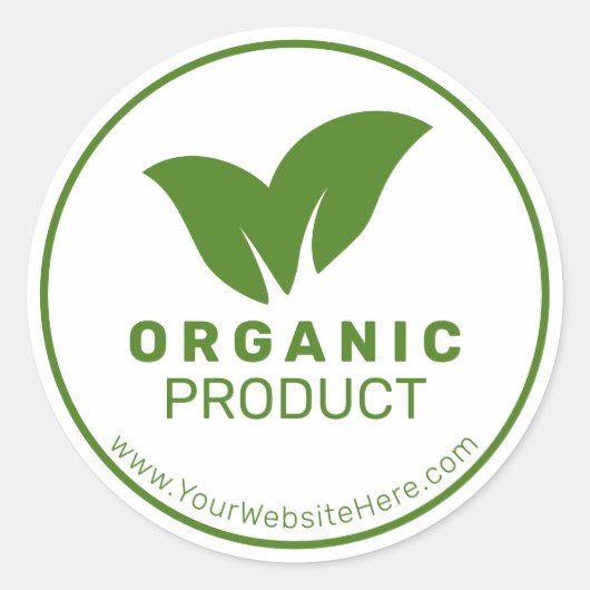 Productlabel Organic Green Round Uw website Ronde Sticker (Voorkant)