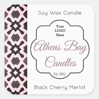 Productlabel Roze & Zwarte Geometrische Kandle Vierkante Sticker