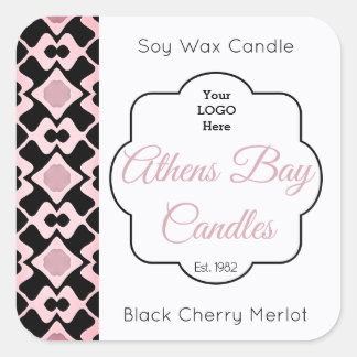 Productlabel Roze & Zwarte Geometrische Kandle Vierkante Sticker
