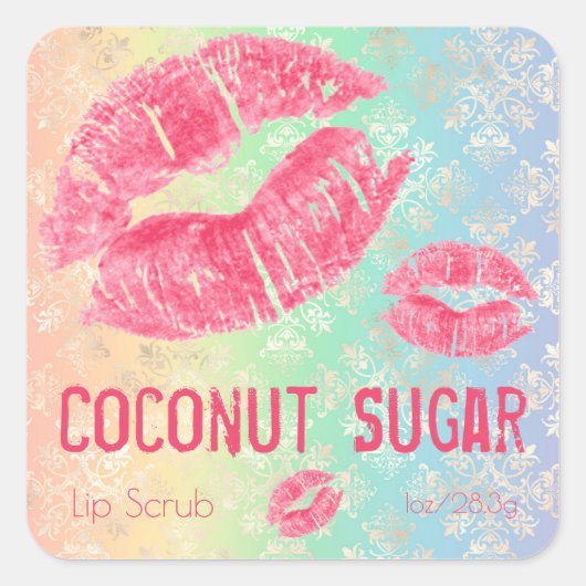 Productlabel voor pasta Shimmer Sugar Lip Scrub Vierkante Sticker (Voorkant)