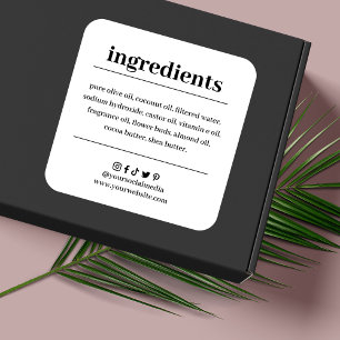 Productlabel zeepingrediënt vierkante sticker