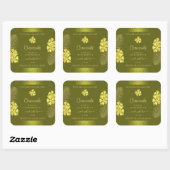 Productlabels gele Hawaiiaanse bloemen op mosterd Vierkante Sticker (Vel)