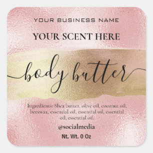 Productlabels Roze En Goud Voor Bad En Lichaam Vierkante Sticker