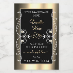 Productlabels voor Luxury Jewels Black en Gold Dec Voedselcontainer Etiket