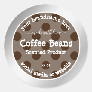 Productverpakkingsetiketten Zilveren Lijst bruine Ronde Sticker
